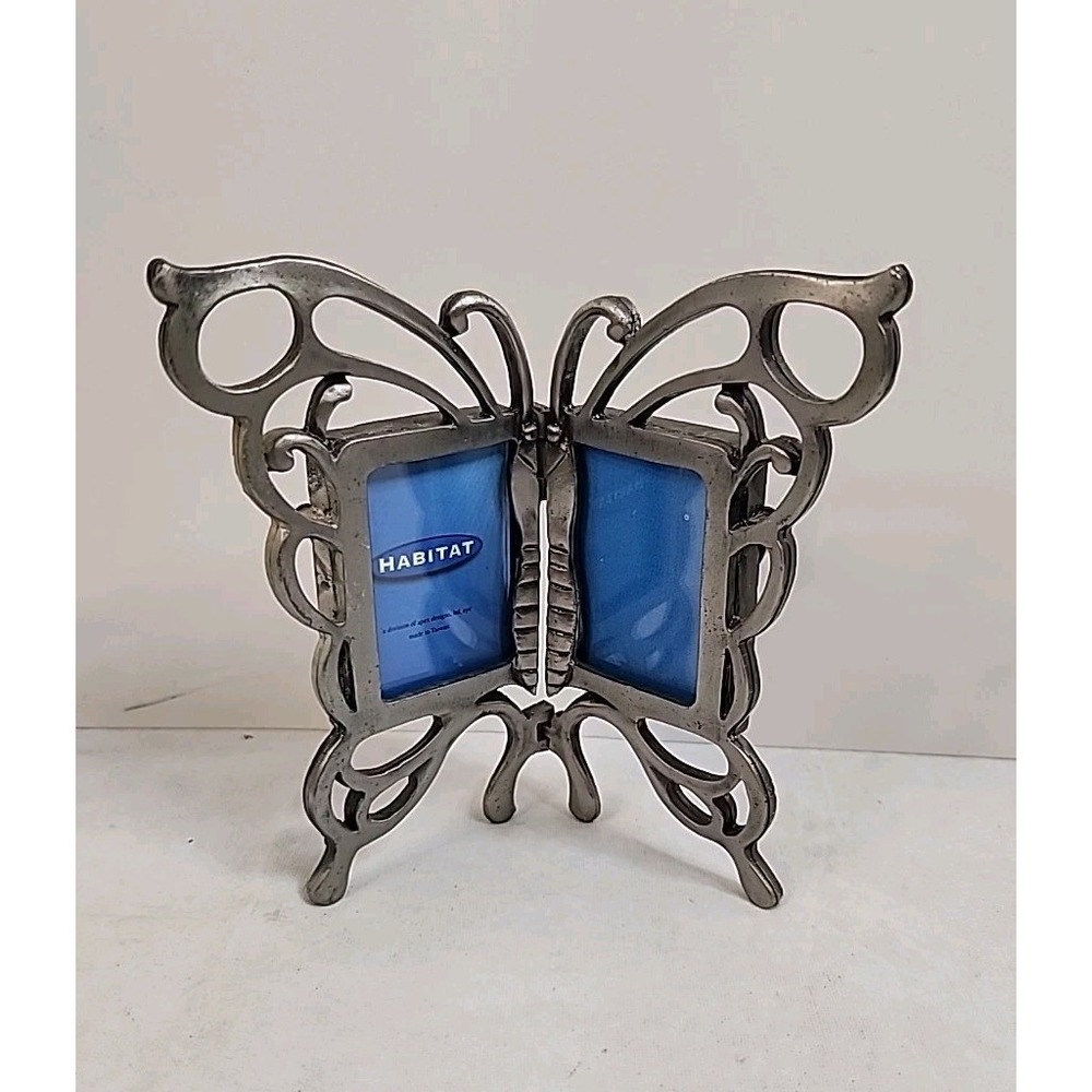 Small Hinged Brushed Silvertoned Butterfly Frame. Please Read Description‎